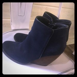 Dark Blue Wedge Booties